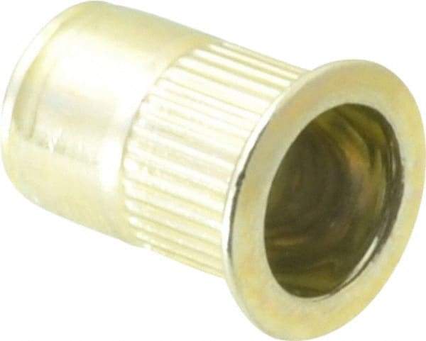 RivetKing - 1/4-20, 0.027 to 0.165" Grip, Steel Standard Rivet Nut - Zinc Yellow Dichromate Finish, Countersunk Head - Best Tool & Supply