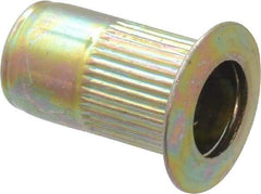 RivetKing - #8-32, 0.08 to 0.13" Grip, Steel Standard Rivet Nut - Zinc Yellow Dichromate Finish, Countersunk Head - Best Tool & Supply