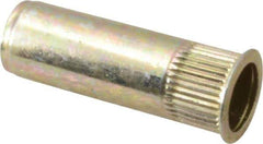 RivetKing - 1/4-20, 0.027 to 0.165" Grip, 25/64" Drill, Steel Closed End Knurled Rivet Nut - Zinc Yellow Dichromate Finish, Countersunk Head - Best Tool & Supply