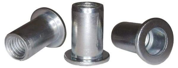 RivetKing - #10-32, 0.13 to 0.18" Grip, 1/4" Drill, Steel Standard Rivet Nut - Zinc Plated, Round Head - Best Tool & Supply