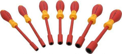 Wiha - 7 Piece 3/16 to 1/2" Insulated Nutdriver Set - Solid Shaft, Ergonomic Handle - Best Tool & Supply