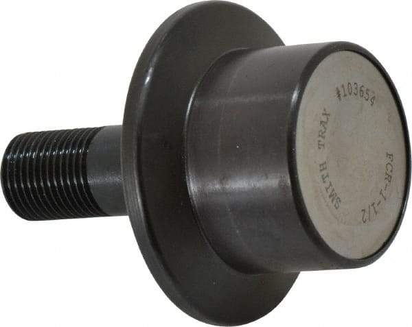 Accurate Bushing - 1-1/2" Roller Diam x 1-3/16" Width, 5/8" Stud Diam x 1-1/2" Length, Flanged Load Roller - Steel, 3/4" Thread Length, 5/8-18 Thread, 2,520 Lb Dynamic Cap, 1,370 Lb Static Cap - Best Tool & Supply