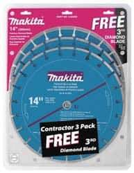 Makita - 14" Diam, 20mm Arbor Hole Diam, Wet & Dry Cut Saw Blade - Diamond-Tipped, Standard Round Arbor - Best Tool & Supply