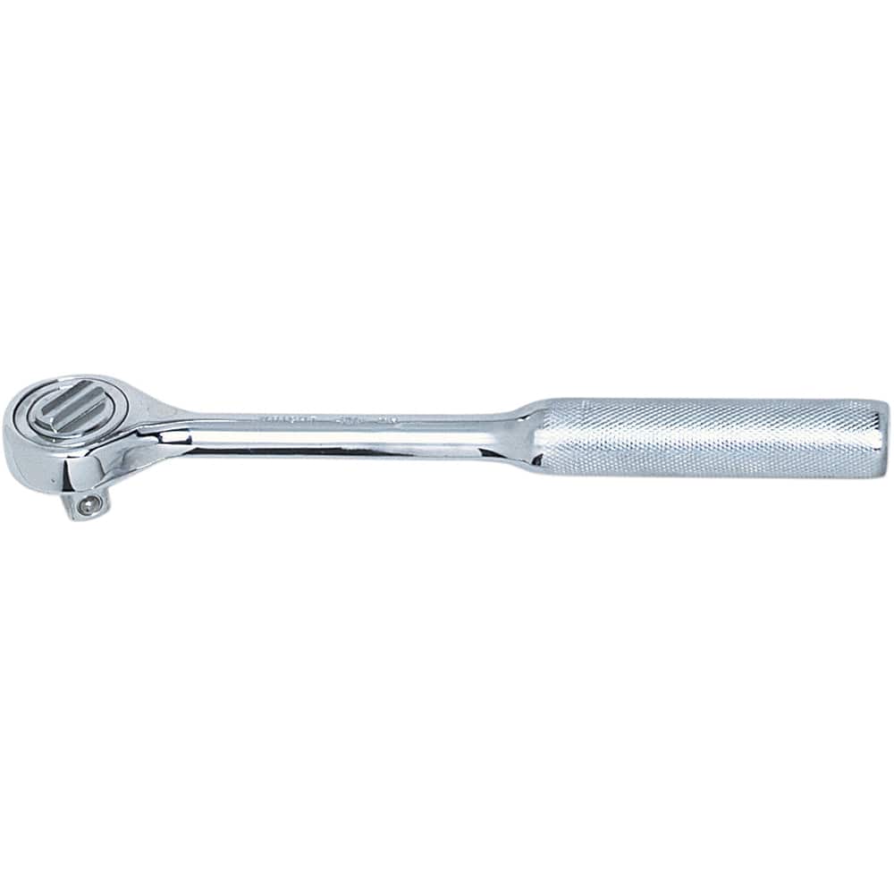Made in USA - Ratchets; Tool Type: Ratchet ; Drive Size (Inch): 1/2 ; Head Shape: Round ; Head Features: Knurled ; Finish/Coating: Chrome ; Overall Length (Inch): 10-1/4 - Exact Industrial Supply