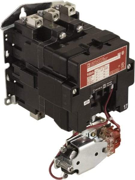 Square D - No Enclosure, 3 Pole, Mechanically Held Lighting Contactor - 100 A (Tungsten), 277 VAC at 60 Hz - Best Tool & Supply