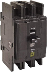 Square D - 25 Amp, 240 VAC, 3 Pole, DIN Rail Mounted, Flush Mount, Surface Mount Miniature Circuit Breaker - Thermal Magnetic Trip, 10 kA at 120/240 VAC Breaking Capacity, 14-2 (Aluminum), 14-2 (Copper) AWG, 74mm Deep x 103mm High x 19mm Wide - Best Tool & Supply