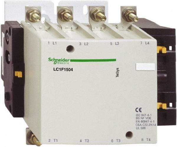 Schneider Electric - 4 Pole, 24 Coil VDC, 250 Amp at 440 VAC, Nonreversible IEC Contactor - Bureau Veritas, CCC, CSA, DNV, EN/IEC 60947-1, EN/IEC 60947-4-1, GL, JEM 1038, LROS, RINA, RMRoS, RoHS Compliant, UL Listed - Best Tool & Supply