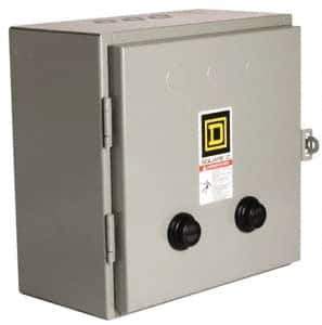 Square D - 110 Coil VAC at 50 Hz, 120 Coil VAC at 60 Hz, 18 Amp, Nonreversible Enclosed Enclosure NEMA Motor Starter - 1 Phase hp: 3 at 200 Volt, 3 at 230 Volt, 5 at 460-575 Volt, 1 Enclosure Rating - Best Tool & Supply