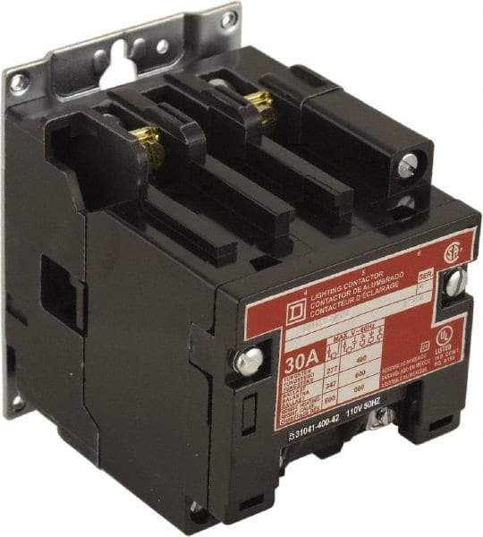 Square D - No Enclosure, 2 Pole, Electrically Held Lighting Contactor - 30 A (Tungsten), 208 VAC at 60 Hz - Best Tool & Supply