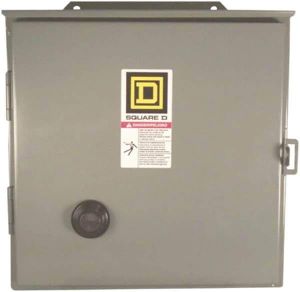 Square D - 110 Coil VAC at 50 Hz, 120 Coil VAC at 60 Hz, 18 Amp, Reversible Enclosed Enclosure NEMA Motor Starter - 3 Phase hp: 3 at 200 VAC, 3 at 230 VAC, 5 at 460 VAC, 5 at 575 VAC, 12 Enclosure Rating - Best Tool & Supply