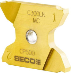 Seco - 2503009-A0031RNX4GK MC Grade CP500, 0.031" Cutting Width Carbide Grooving Insert - 0.169" Max Depth of Cut, Right Hand, 0.0035" Corner Radius, TiAlN/TiN Finish - Best Tool & Supply