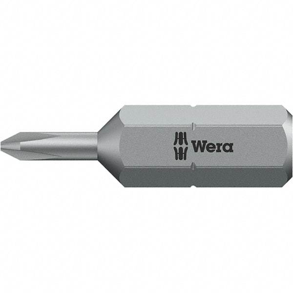 Wera - #1, Phillips Screwdriver Bit - 1/4" Drive, 1" OAL - Best Tool & Supply