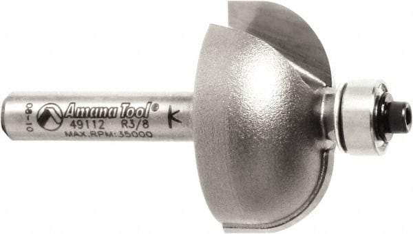 Amana Tool - 1-1/8" Cut Diam, 9/16" Length of Cut, 2 Flute Cove Edge Profile Router Bit - Carbide-Tipped, 1/4" Shank Diam, 2" OAL, Uncoated - Best Tool & Supply