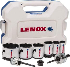 Lenox - 9 Piece, 7/8" to 2-1/4" Saw Diam, Electrician's Hole Saw Kit - Bi-Metal, Toothed Edge, Includes 6 Hole Saws - Best Tool & Supply