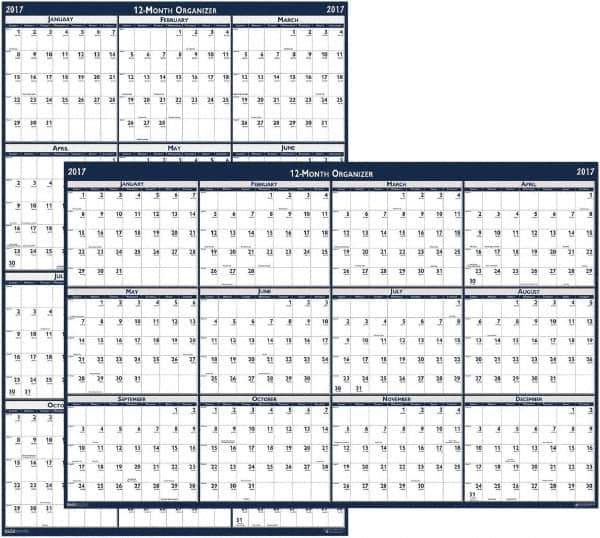 House of Doolittle - 1 Sheet, 24 x 37", Erasable Wall Calendar - Blue & Gray - Best Tool & Supply