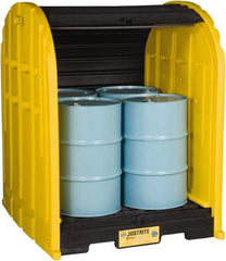 Justrite - 4 Drum, 79 Gal Sump Capacity, Drum Cover Pallet - 5.71' Long x 5.06' Wide x 6.27' High, Vertical Storage, Polyethylene - Best Tool & Supply