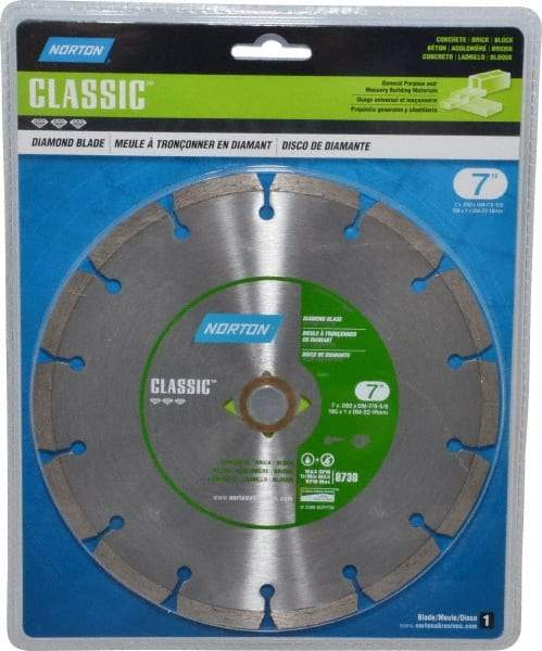 Norton - 7" Diam, 5/8" Arbor Hole Diam, Wet & Dry Cut Saw Blade - Diamond-Tipped, Standard Round Arbor - Best Tool & Supply