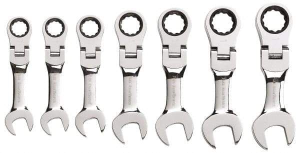 GearWrench - 7 Piece, 3/8" to 3/4", Ratcheting Combination Wrench Set - Inch Measurement Standard, Chrome Finish, Comes in Plastic Case - Best Tool & Supply