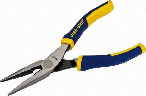 Irwin - 6" OAL, 1-25/32" Jaw Length x 23/32" Jaw Width, Long Nose Side Cutting Pliers - Serrated Jaw, Standard Head, ProTouch Handles - Best Tool & Supply