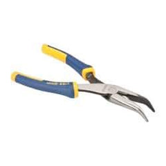 Irwin - 8" OAL, 2-5/16" Jaw Length x 15/16" Jaw Width, Long Nose Side Cutting Bent Nose Pliers - Serrated Jaw, Standard Head, ProTouch Handles - Best Tool & Supply