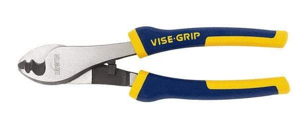 Irwin - 8" OAL, Cable Cutter - 13/16" Jaw Length x 1-1/4" Jaw Width, Rubber Grips Handle - Best Tool & Supply