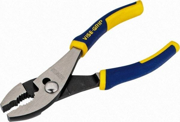 Irwin - 6" OAL, 1-1/8" Jaw Length, 1-5/32" Jaw Width, Slip Joint Pliers - 2 Positions, Serrated Jaw, Regular Nose Head, Standard Tool, Wire Cutting Shear - Best Tool & Supply