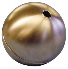 Made in USA - 7" Diam, Spherical, Tubed Through Connection, Metal Float - 1/2" Rod Thread, Stainless Steel, 400 Max psi, 20 Gauge - Best Tool & Supply