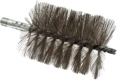 Schaefer Brush - 4-1/2" Brush Length, 3-1/2" Diam, Double Stem, Single Spiral Tube Brush - 7-1/4" Long, Stainless Steel, 1/4" NPSM Male Connection - Best Tool & Supply