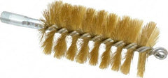 Schaefer Brush - 4-1/2" Brush Length, 2-1/4" Diam, Double Stem, Single Spiral Tube Brush - 8" Long, Brass, 1/4" NPSM Male Connection - Best Tool & Supply