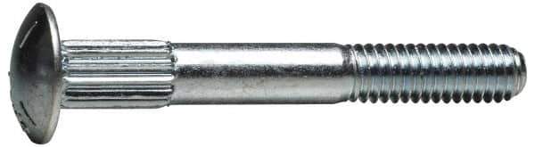 Value Collection - 3/8-16 UNC 1" Length Under Head, Ribbed Neck, Carriage Bolt - Grade 5 Steel, Zinc-Plated Clear Chromate Finish - Best Tool & Supply