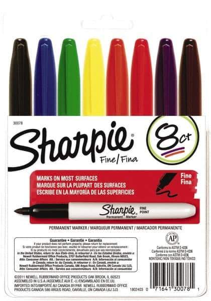 Sharpie - Assorted Colors Permanent Marker - Fine Felt Tip, AP Nontoxic Ink - Best Tool & Supply