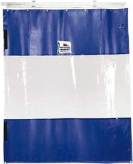 TMI, LLC - 6' Door Width x 12' Door Height PVC Solid with Vision Panel (Style) Industrial Curtain Kit - Blue/Clear - Best Tool & Supply