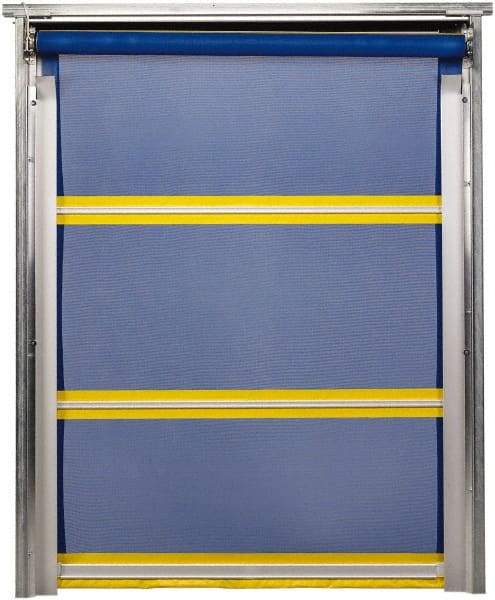 TMI, LLC - 10' Door Width x 10' Door Height PVC Mesh Bug Screen & In-Tube Motorized (Style) Roll Up Dock Screen - Blue/Yellow - Best Tool & Supply