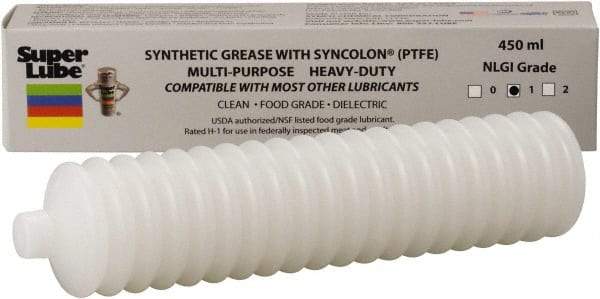 Synco Chemical - 14.1 oz Bellow Synthetic Lubricant w/PTFE General Purpose Grease - Translucent White, Food Grade, 450°F Max Temp, NLGIG 1, - Best Tool & Supply