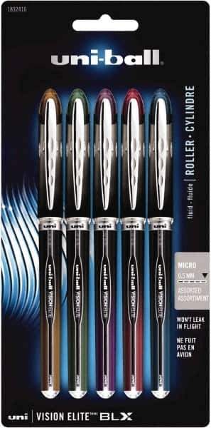 Uni-Ball - Roller Ball 0.5mm Stick Pen - Brown & Black, Green & Black, Purple & Black, Red & Black, Blue & Black - Best Tool & Supply