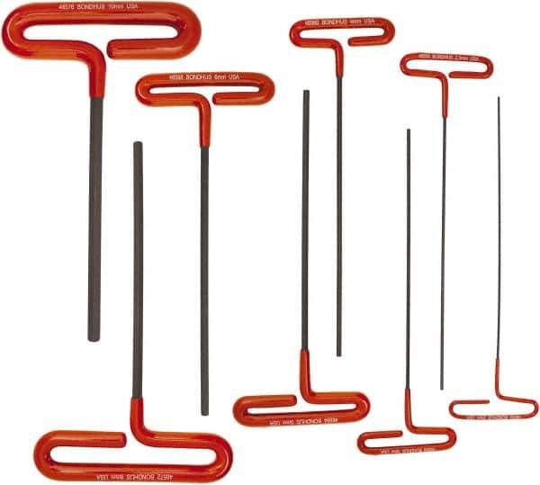 Bondhus - 8 Piece T-Handle Cushion Grip Hex Key Set - Hex Range 2 to 10mm - Best Tool & Supply