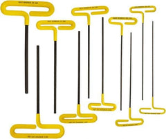 Bondhus - 10 Piece T-Handle Cushion Grip Hex Key Set - Hex Range 3/32 to 3/8" - Best Tool & Supply