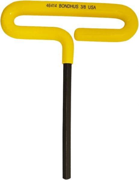 Bondhus - 3/8" Hex, T-Handle Cushion Grip, Hex Key - 191mm OAL, Inch System of Measurement - Best Tool & Supply