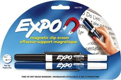 Expo - Fine Tip 2 Pack with Dry Eraser - Includes Blue, Black & Eraser, For Use with Dry Erase Marker Boards - Best Tool & Supply