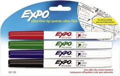 Expo - Black, Blue, Green & Red Low Odor Ultra Fin Tip 4 Pack Dry Erase Markers - For Use with Dry Erase Marker Boards - Best Tool & Supply