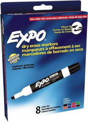 Expo - Black, Blue, Brown, Green, Orange, Pink, Purple & Red Low Odor Chisel Tip 8 Pack Dry Erase Markers - For Use with Dry Erase Marker Boards - Best Tool & Supply