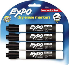 Expo - Black Low Odor Chisel Tip 4 Pack Dry Erase Markers - For Use with Dry Erase Marker Boards - Best Tool & Supply