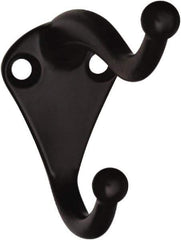 National Mfg. - 1" Wide x 2" High x 0.11" Thick, Double Coat & Hat Hook - 2-3/4" Projection, Oil Rubbed Bronze - Best Tool & Supply