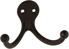 National Mfg. - 2" Wide x 1" High x 0.11" Thick, Double Prong Robe Hook - 1-3/4" Projection, Oil Rubbed Bronze - Best Tool & Supply