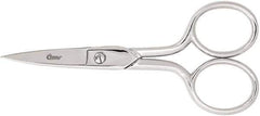 Clauss - 1" LOC, 6-5/8" OAL Carbon Steel Curved Scissors - Offset Handle, For Paper, Fabric - Best Tool & Supply