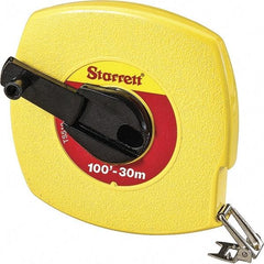 Starrett - 100' x 3/8" Yellow Blade Tape Measure - 1/8" & 1mm Graduation, L6 Graduation Style, Yellow Case - Best Tool & Supply