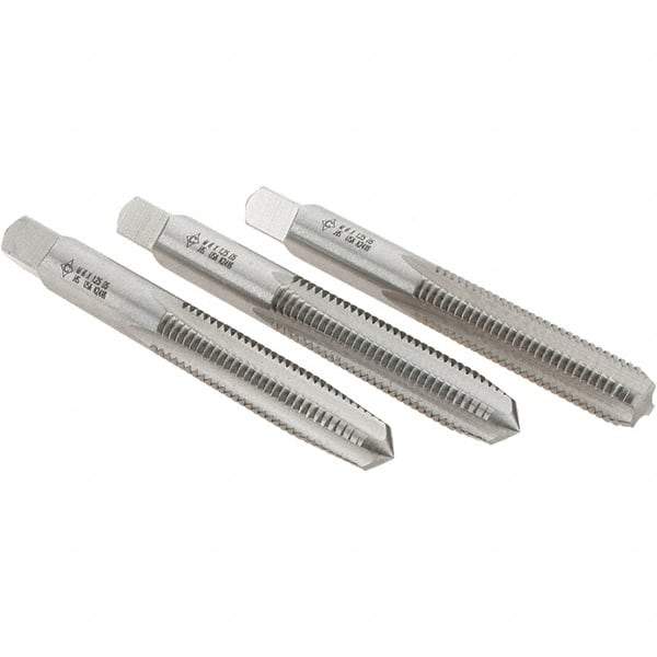 Cle-Line - M8x1.25 Metric, 4 Flute, Bottoming, Plug & Taper, Bright Finish, High Speed Steel Tap Set - Right Hand Cut, 2-23/32" OAL, 1-1/8" Thread Length, Series 0404 - Best Tool & Supply