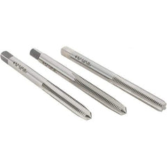 Cle-Line - M5x0.80 Metric, 4 Flute, Bottoming, Plug & Taper, Bright Finish, High Speed Steel Tap Set - Right Hand Cut, 2-3/8" OAL, 7/8" Thread Length, Series 0404 - Best Tool & Supply