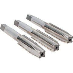 Cle-Line - 1/2-13 UNC, 4 Flute, Bottoming, Plug & Taper, Bright Finish, High Speed Steel Tap Set - Right Hand Cut, 3-3/8" OAL, 1-21/32" Thread Length, Series 0404 - Best Tool & Supply