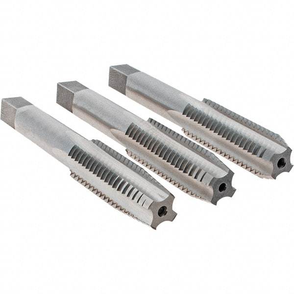 Cle-Line - 9/16-12 UNC, 4 Flute, Bottoming, Plug & Taper, Bright Finish, High Speed Steel Tap Set - Right Hand Cut, 3-19/32" OAL, 1-21/32" Thread Length, Series 0404 - Best Tool & Supply